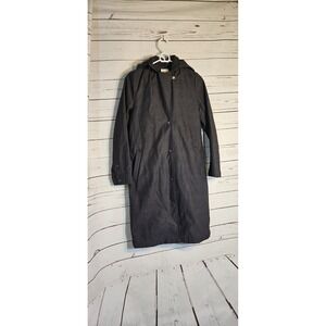 Mia Melon Women's Charcoal Grey Long Hooded Trench Coat XS Snap Front